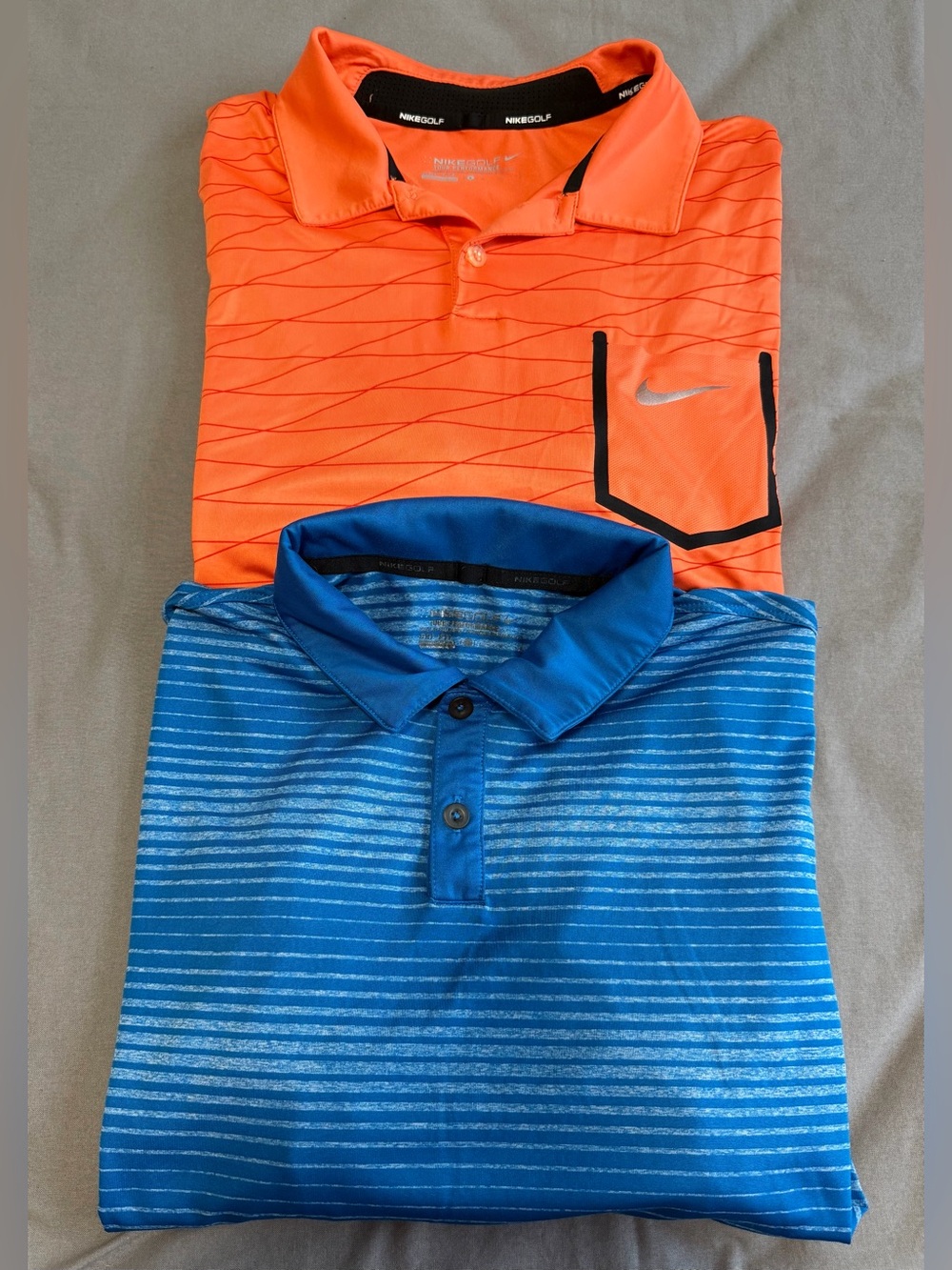 Lot Of 2 Nike Golf Tour Performance Dri Fit Polo Shirts Men’s Large Striped